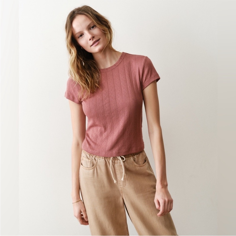 Marine Layer Rust Short Sleeve Ribbed Tee - Picture 2 of 10